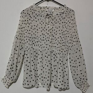 Rose+Olive Black and White Heart Blouse
